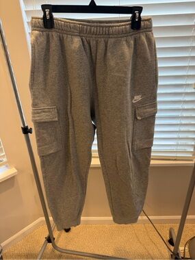 Nike Light Gray Fleece Joggers with Cargo Pockets
